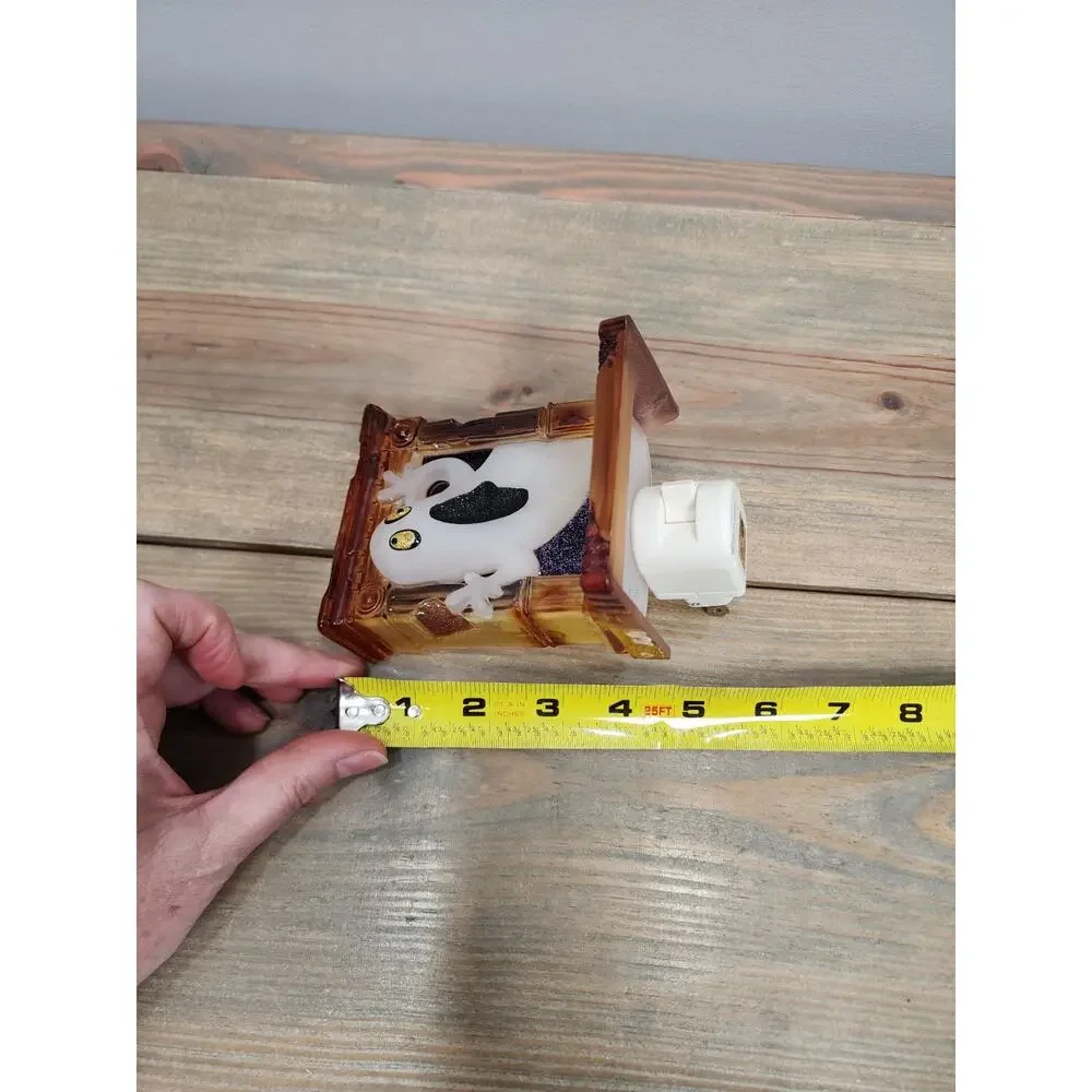 Vintage Halloween Spooky Ghost In Fireplace Acrylic Night Light Plug Wall